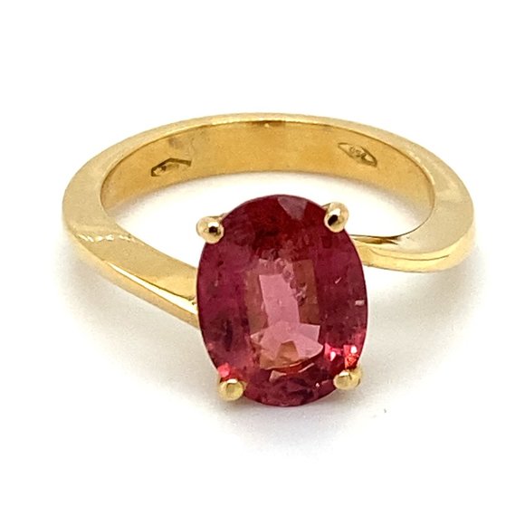 Rubellite 2.72ct Solid 18K Yellow Gold Ring - Picture 1 of 7